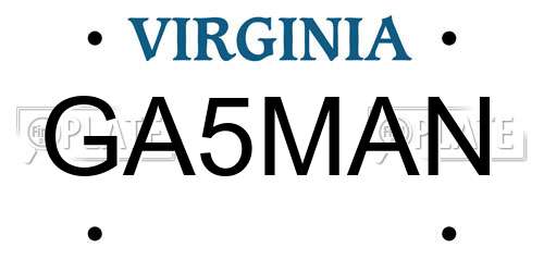 GA5MAN Virginia License Plate