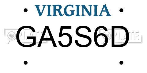 GA5S6D Virginia License Plate