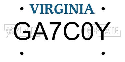 GA7C0Y Virginia License Plate