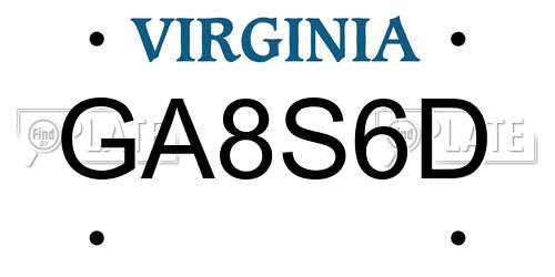 GA8S6D Virginia License Plate