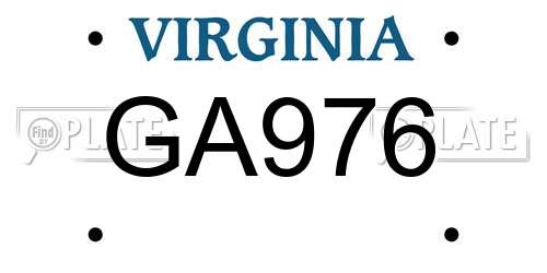 GA976 Virginia License Plate