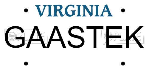 GAASTEK Virginia License Plate