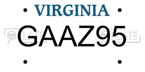 GAAZ95 Virginia License Plate