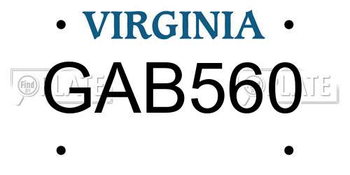 GAB560 Virginia License Plate