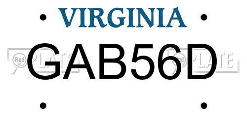 GAB56D Virginia License Plate
