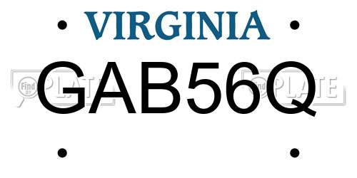 GAB56Q Virginia License Plate