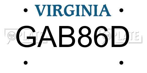 GAB86D Virginia License Plate