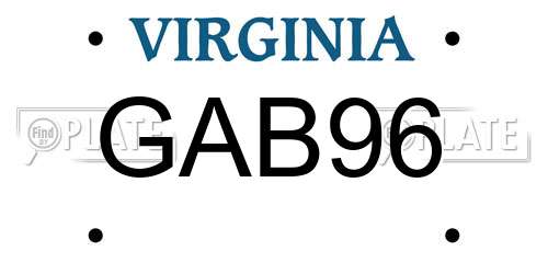 GAB96 Virginia License Plate