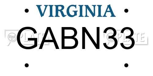 GABN33 Virginia License Plate