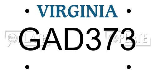 GAD373 Virginia License Plate