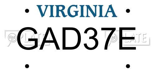 GAD37E Virginia License Plate