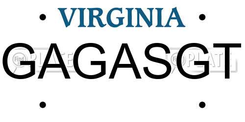 GAGASGT Virginia License Plate