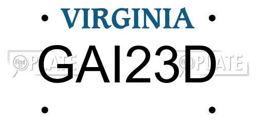 GAI23D Virginia License Plate