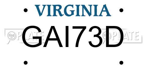 GAI73D Virginia License Plate