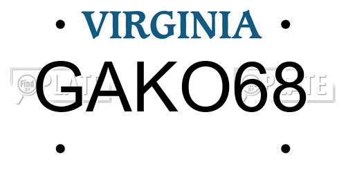 GAKO68 Virginia License Plate