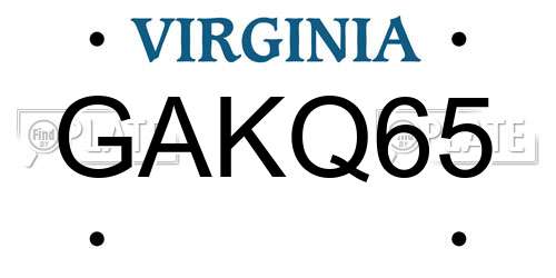 GAKQ65 Virginia License Plate