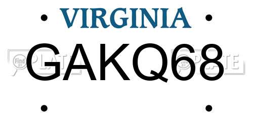 GAKQ68 Virginia License Plate