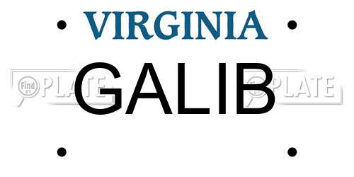 GALIB Virginia License Plate