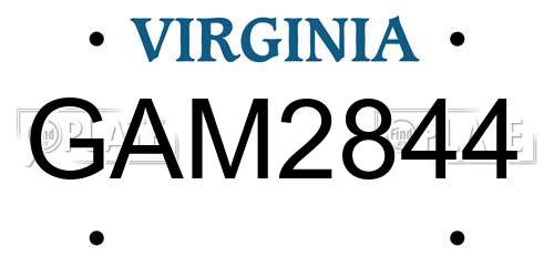 GAM2844 Virginia License Plate