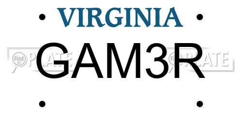GAM3R Virginia License Plate
