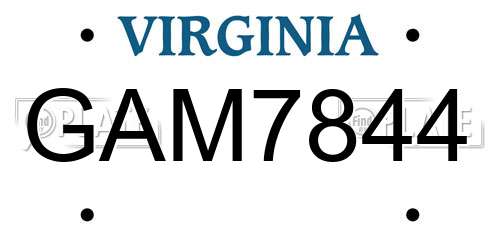 GAM7844 Virginia License Plate