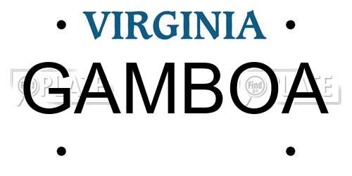 GAMBOA Virginia License Plate