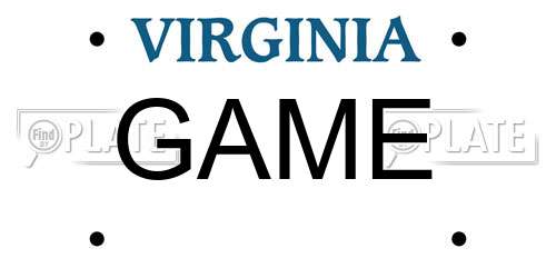 GAME Virginia License Plate