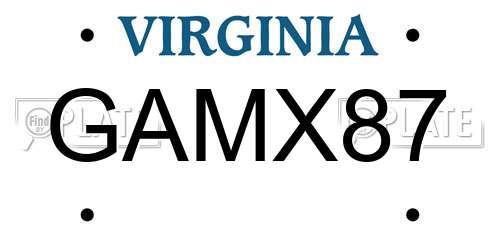 GAMX87 Virginia License Plate