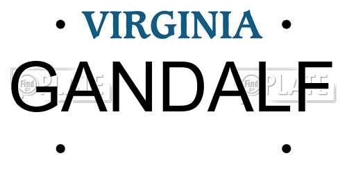 GANDALF Virginia License Plate