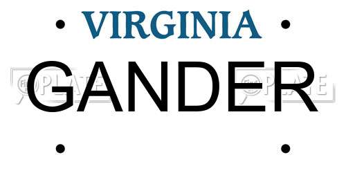 GANDER Virginia License Plate