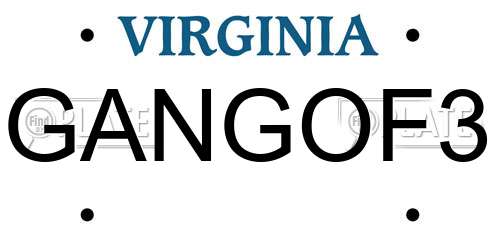 GANGOF3 Virginia License Plate