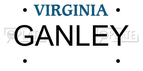 GANLEY Virginia License Plate