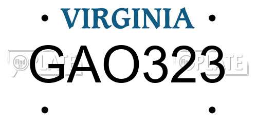 GAO323 Virginia License Plate