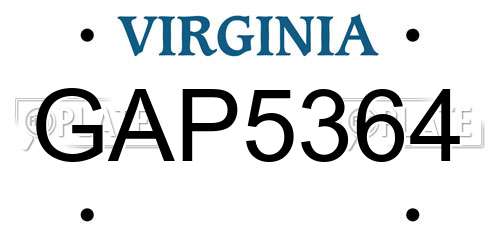 GAP5364 Virginia License Plate
