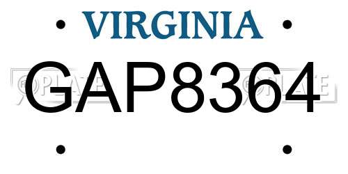 GAP8364 Virginia License Plate
