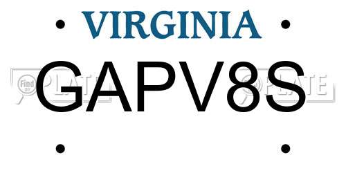 GAPV8S Virginia License Plate