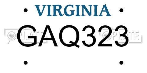 GAQ323 Virginia License Plate