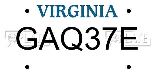GAQ37E Virginia License Plate