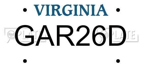 GAR26D Virginia License Plate