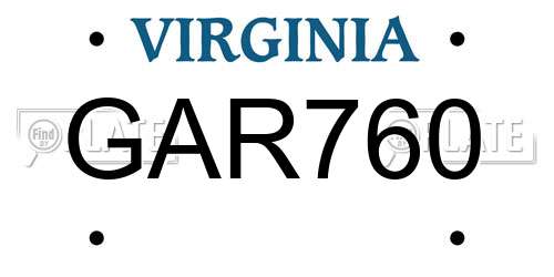 GAR760 Virginia License Plate