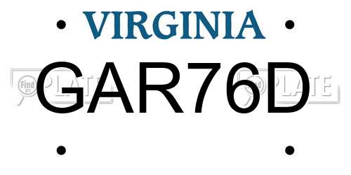 GAR76D Virginia License Plate