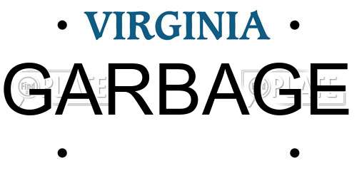 GARBAGE Virginia License Plate