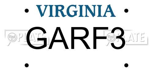 GARF3 Virginia License Plate