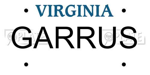 GARRUS Virginia License Plate