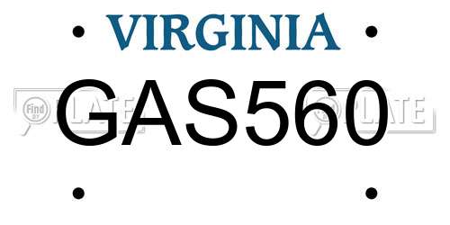 GAS560 Virginia License Plate