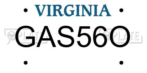 GAS56O Virginia License Plate