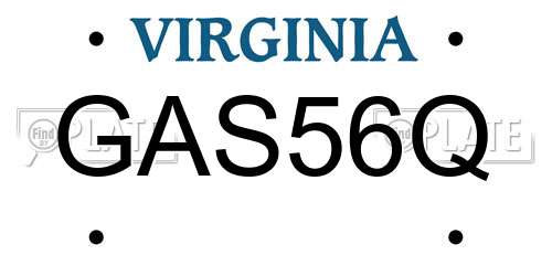 GAS56Q Virginia License Plate