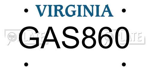 GAS860 Virginia License Plate