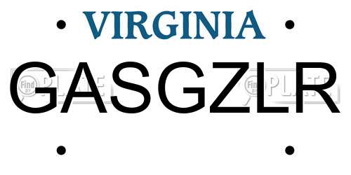 GASGZLR Virginia License Plate