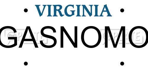 GASNOMO Virginia License Plate